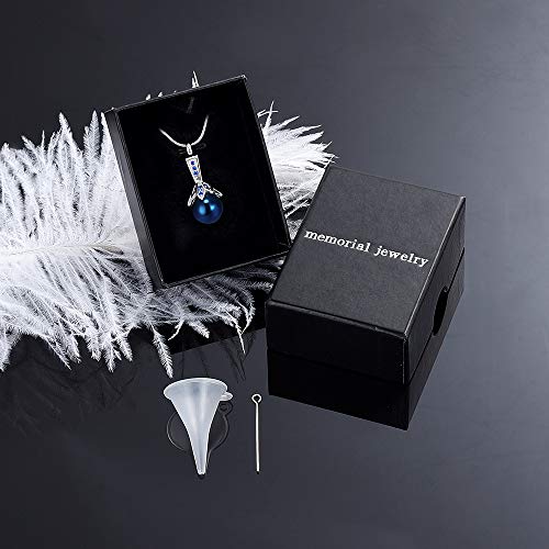Memorial Jewelry Pearl Urn Necklace - Cremation Ashes Holder Keepsake for Women - color: Blue-2