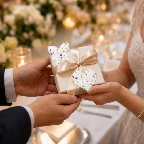 100 Pcs Plantable Seed Paper Hearts and Butterflies with Wildflower Seeds, Handmade Paper, for Wedding Guest Favors, Bridal Shower Favors