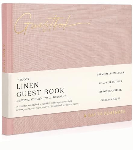 Beautiful Wedding Guest Book for Your Wedding Reception w/ Polaroid Photos | Simply Elegant Guestbook to Sign in and Add Photos - The Perfect Baby Shower Guest Book for the Special Day - color: Pink