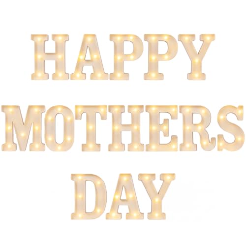 15 Pcs Happy Mother's Day Decorations Mommy Light up Signs Mother Day LED Letter Lights Battery Powered Mom Letters Signs for Wall Shelf Table Mothers Table Decor Mom's Birthday Party Supplies - style: Happy Mothers Day