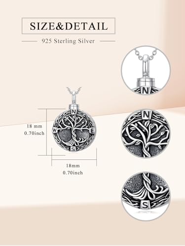 TOUPOP Tree of Life Urn Necklace for Ashes 925 Sterling Silver Cremation Jewelry Memorial Gifts Keepsake Jewelry with Funnel Filler for Women - style: 1-Tree of Life