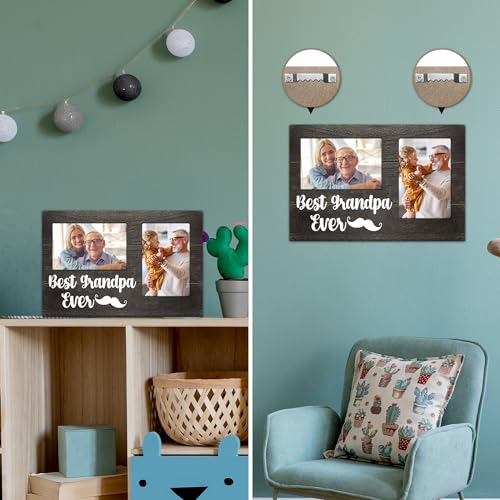 Grandpa Gifts, Fathers Day Grandpa Gift from Grandkids Granddaughter, Birthday Gifts 3D Photo Frame Hold 4x6 Inches Two Photos - Unique Picture Frame for Him Grandparents - color: grandpa