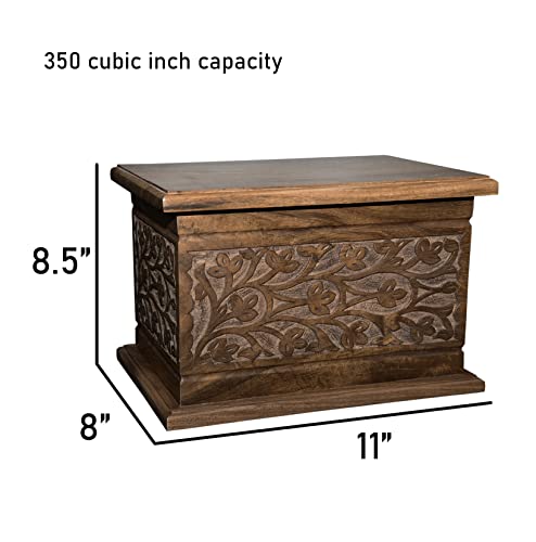 Extra Large Human Companion Wooden Funeral Cremation Ash Urn, Double Size with Personalization