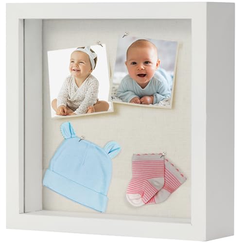 TJ.MOREE Small Shadow Box Frame 6 x 6 Display Case Wooden Picture Frame - color: White, size: 6x6