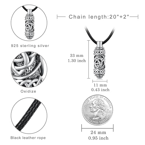 Celtic Urn Necklace for Ashes 925 Sterling Silver Ashes Keepsake Cremation Jewelry Gifts Memorial Gift for Men
