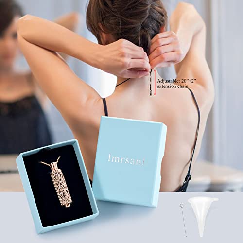 Imrsanl Cremation Jewelry Urn Necklace for Ashes Pendant with Hollow Glass Vial Cylinder Cremation Keepsake Memorial Lockets Ashes Holder for Women Men Pet - color: Tree of Life-Rose Gold