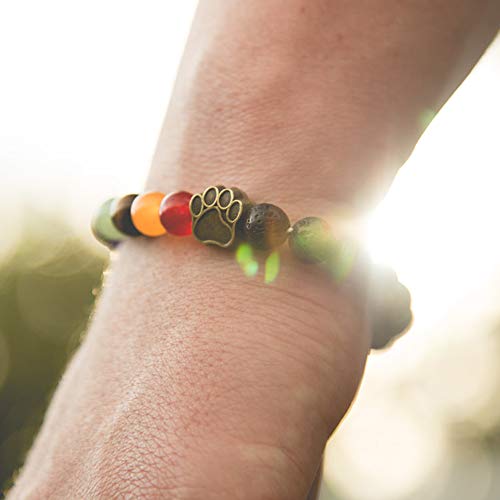 Pet Memorial Bracelet - Pet Loss Gifts in Loving Memory of Your Beloved Pup Dog Cat with Rainbow Bridge Poem Card Lava Bead Remembrance Bracelet (Black Lava Stone)