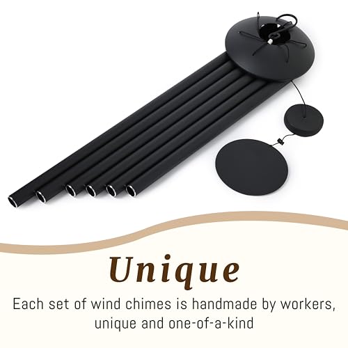 60" Extra Large Wind Chimes with Outside Deep Tone, 6 Thick Bold Tubes - color: Black Thick, size: 60"