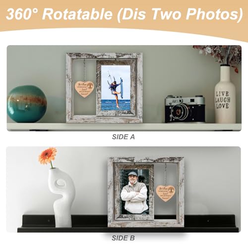 Rotating Brother Memorial Wood Frame Loss of Bro Sympathy Gift | Double 4x6 Photo Frame, Bereavement Condolences Remembrance Sorry for Your Loss Grief Keepsake - color: Loss of Brother