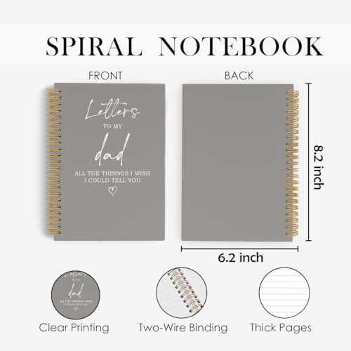 Letters to My Dad Spiral Notebook, Memorial Gifts for Loss of Dad Journal, Sympathy Bereavement Grieving 5.5"x8.3" 164Pages Lined Notebooks College Ruled Gifts for Loss of Father - color: letters dad