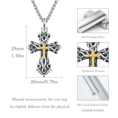 925 Sterling Silver Celtic Cross Urn Necklace for Ashes | Memorial Keepsake Cremation Catholic Jewelry for Men Women - color: Silver-3