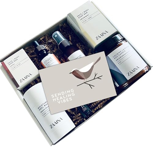 Healing Vibes Spa Git Set, Sympathy Gift Baskets, Self Care Gifts for Women, Condolences Gift Basket, Grief Grieving Gifts, Relaxing Bath & Body Gift Set by ZAAINA