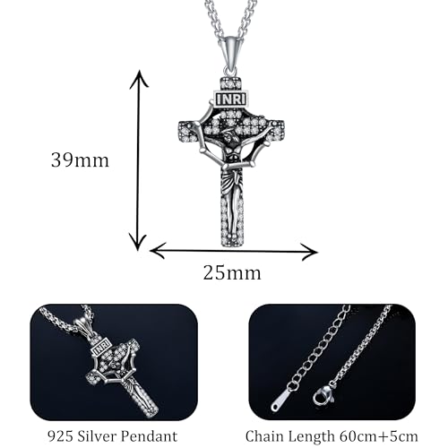 925 Sterling Silver Patron Saint Necklace Amulet Miraculous Medal Pendant Jewelry for Men Women with Friendship Talisman Travel Inspirational Gifts - color: black-F