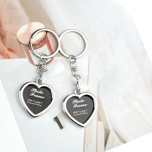 Zittop Photo Frame Keychain - 2 Pcs Heart shaped keychain Blank Picture Frame Key chains and keyring