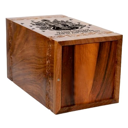Wooden Cremation Urn, Large Size Human Funeral Urn with Personalization (Guitar)