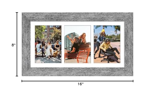 8x16 Collage Frame, 3 Open 5x7 Photo Frame Collage for Wall - color: Grey, size: 8x16 - (3 open5x7)