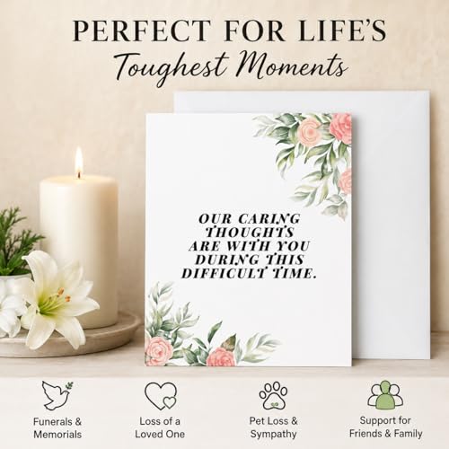 Andaz Press Jumbo Sympathy Card with Envelope, Sorry For Your Loss Card, Caring Thoughts Are With You, Pet Loss, Condolences Card with Big Blank Space to Send to Friends, Family, 8.5" x 11", 1-Pack - color: Caring Thoughts Are With You
