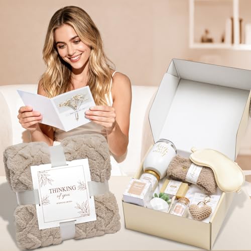 Get Well Gifts for Women Self Care Gifts Basket - Relaxing Spa Care Package After Surgery Mothers Day gifts - Feel Better Sympathy Mothersday Birthday Gift for Her Mom Sister Friend Wife (Khaki) - color: Khaki