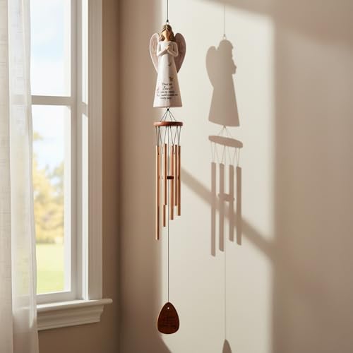 Angel Memorial Wind Chimes, Memorial Sympathy Wind Chime Gifts for Loss of Loved One, Healing Gifts for Grieving Friend or Family, in Memory of Mother Father Brother Sister