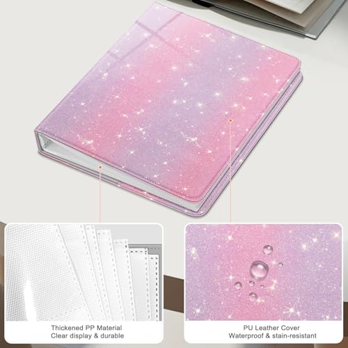 Fintie Photo Album 4x6 Photos - 112 Pockets Wallet Albums Memory Book | Vegan Leather Cover, 4X6 Picture Keepsakes, Family/Wedding/Travel Memory Book, Baby/Kids/Boys/Girls Gift, Glitter Purple/Pink - color: Glittering Purple/Pink