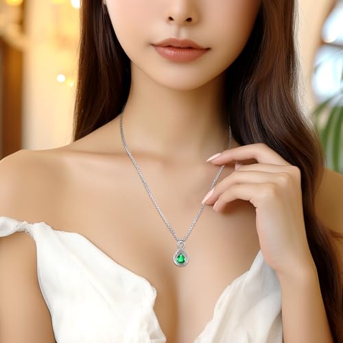 Eusense Cremation Jewelry for Ashes Urn Necklace to Put Ashes In 925 Sterling Silver Memorial Pendant Tree of Life Infinity Urn Necklaces for Ashes Necklace for Women Men - style: F-Infinity Urn-05-May.-Emerald