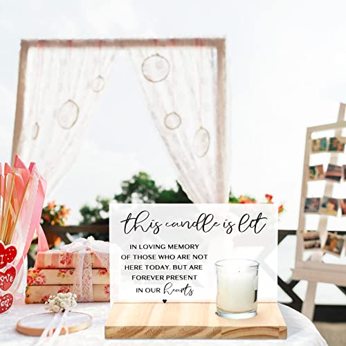 Jetec 3 Pcs Memorial Candle Set with Sign and Tray Sympathy Gifts, Wing | Loving Memory Decor, During Bereavement, Remembrance Centerpiece at Funeral, Grief Support Present, Condolence Tribute