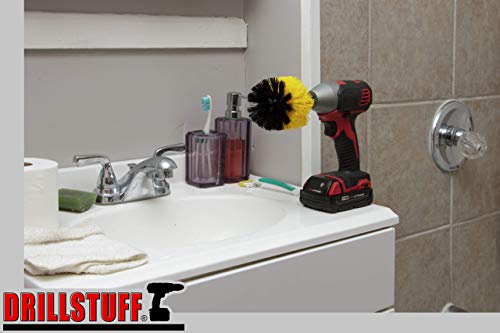 Bathroom Accessories - Bathtub Cleaner - Scrub Brush - Tub Scrubbing Brush | Cleaning Supplies - Tile Scrubber - Grout Cleaner - Sink Cleaning Brush - Shower Cleaner Brush - Fiberglass Cleaning Brush - color: Yellow, size: Full Size Drill Brush