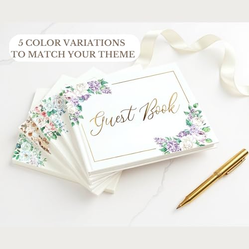 Wedding Guest Book for Guests to Sign, Elegant Wedding Guestbook Ideas, Sign in Book for Bridal and Baby Shower, Polaroid Guest Book, 100 Thick Lined and Blank Pages for Party, Wedding Books - color: Neutral