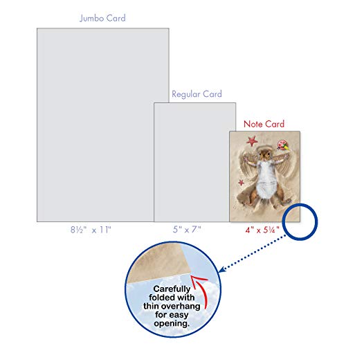 The Best Card Company - 10 Adorable Note Cards Blank (4 x 5.12 Inch) - Wildlife and Animal Cards, Assorted Boxed Set - Sand Angels AM6844OCB-B1x10 - style: Sand Angels
