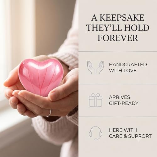 Small Urns for Human Ashes Keepsake – Heart Urn for Men & Women – Mini Urns with Stand – A Loving Heart Shaped Cremation Urn to Honor Their Memory Forever (Pink, Small)