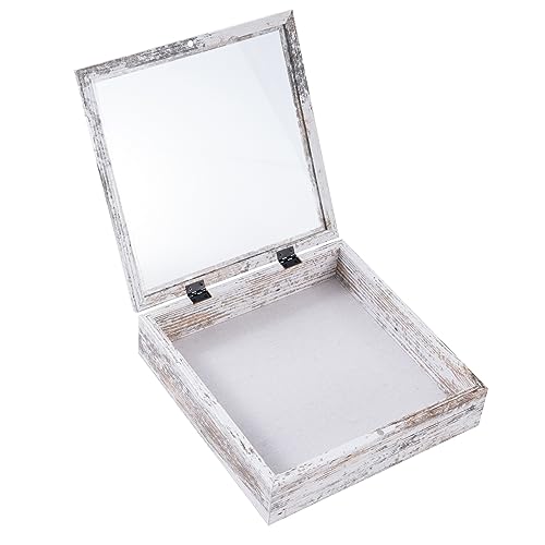 Muzilife 11x11 Shadow Box Picture Frame, 2.16 Deep, Real Glass, Rustic White - color: Rustic White, size: 11x11