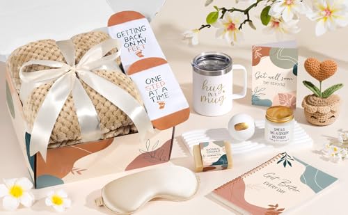 Get Well Gifts Basket for Women After Surgery Recovery Cancer Care Package | Get Well Soon Gift Baskets Feel Better Chemo Self Care Package Thinking of You Encouragement Comfort Gift Box for Sick Friend - color: Light Tan