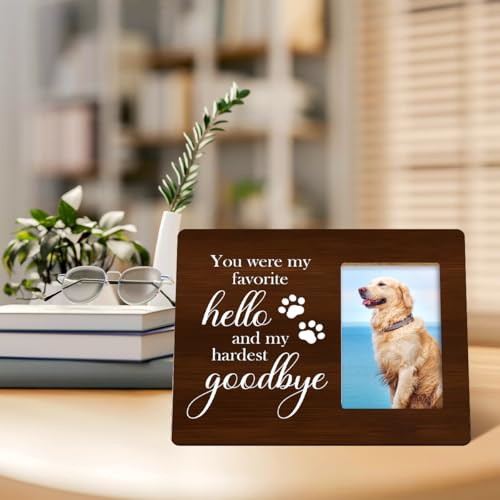 You Were My Favorite Hello and My Hardest Goodbye Wood Picture Frame,Pet Memorial Gifts for Dogs,Sympathy Gift for Loss of Dog,Remembrance Gifts for Loss of Dog - style: goodbye