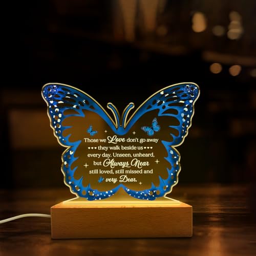 SANDJEST Memorial Butterfly Night Light - Sympathy Gifts for Loss of Loved One - Those We Love Don't Go Away Acrylic Night Lights Bereavement Gift Condolence Keepsake Lamp - color: Memorial 1