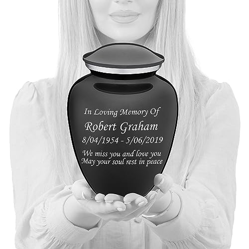 Geturns Embrace Adult Personalized Cremation Urns for Human Ashes I Large Charcoal Funeral Urn for Men and Women I 200 lbs - color: Carcoal Black