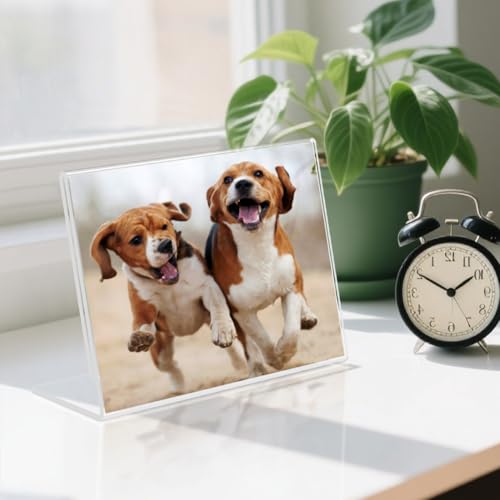 6 Pack 7"x 5" Clear Acrylic Self Standing Picture Frames,Photo Frame Stand Perfect for Showcasing Memories Tabletop Display for Home or Office Décor,Horizontal