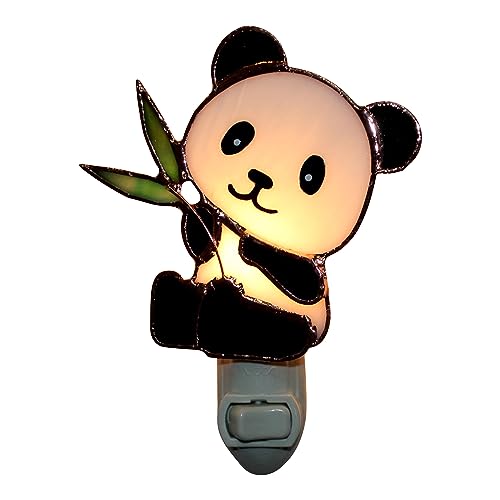 Gift Essentials Panda Plug-in Night Light - Stained Glass Nightlight | Panda Stained Glass Plug-in Nightlight with On/Off Rocker Switch. Includes One 4-Watt Replaceable Warm-Glow Bulb. - color: Panda