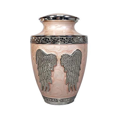 Angel Wings Large Pink Funeral Cremation Urn with Personalization