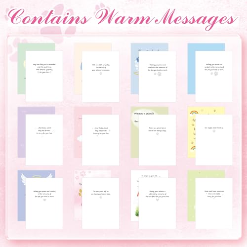 Motiskyy 48 Pack Pet Sympathy Cards for Dogs Cats Loss Sympathy Card Bulk with Envelopes and Stickers Loss of Pet Dog Cat Rainbow Bridge Condolences Gifts (Pastel) - style: Pastel
