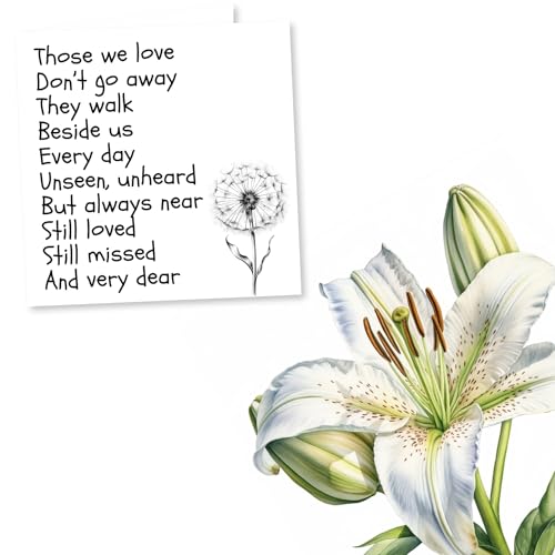 Nokular Sympathy Greeting Card – Dandelion Heartfelt Verse Design – Blank Inside (135 x 135 mm) – Made in UK – With Envelope