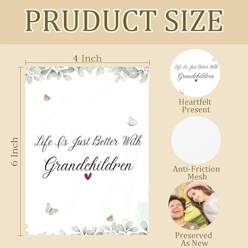 Grandpa Grandma Gifts Photo Album Holds 36 4x6 Photos, Grandparents Gifts from Grandkids, New Grandparent Gift, Life is Just Better with Grandchildren Small Photo Album Memory Keepsake - color: Grandchildren