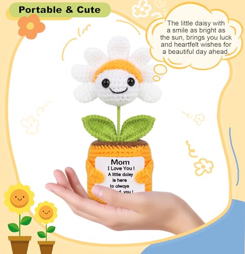 Sizobi Birthday Gifts for Mom from Daughter Son,Handmade Emotional Support | Mini Daisy Gift for Mama Mother in Law Bonus Step, Funny I Love You Stocking Stuffers for Women Small Cute Decor - style: To My Mom