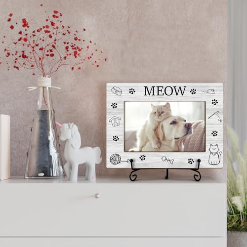 Utaqer Cat Picture Frame, You Had Me At Meow, Picture Gifts For Women Wife Friend, Wooden Picture Frame For Birthday Holiday Thanksgiving, 4X6 Photo Frame With Stand -26 - style: Cute Meow