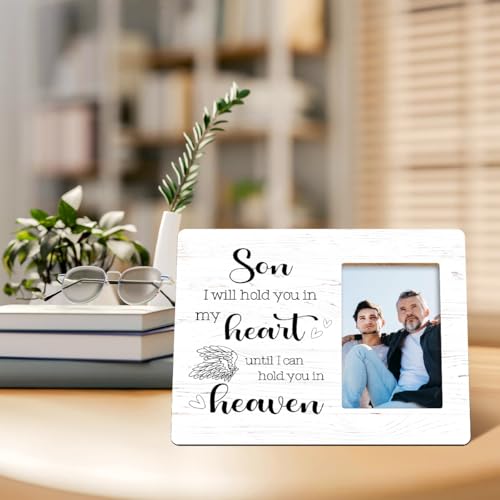 I Will Hold You in My Heart Wood Picture Frame,Memory Gifts for Loss of Son,Memorial Gift for Loss of Son,Sympathy Gifts Bereavement Gift - style: Son-2