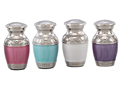 Elegant Rainbow Keepsake Urns Set of 4 - Beautiful Shades of Mini Keepsakes - Keepsake Urns - Token Urns - Handcrafted and Affordable Mini Urns for Ashes (Classic Rainbow)