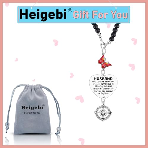 Heigebi Sympathy Gifts for Loss of Husband Car Rearview Mirror Accessories in Memory of Husband Rearview Mirror Car Charm Hanging Charm Sympathy Gift for Women Loss of Husbands Remembrance Keepsake