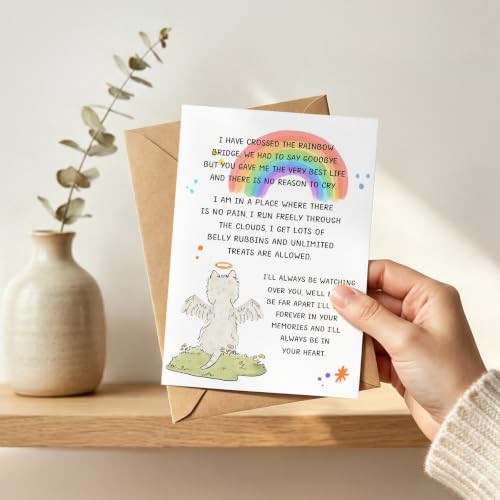PTRUKD, Lost Pet Dog Sympathy Card, Rainbow Bridge Condolence Cards, Dog Bereavement Cards, Universal Condolence Card for Pet Loss, Funeral, Recovery, Thank You - color: PLOS-KM-138