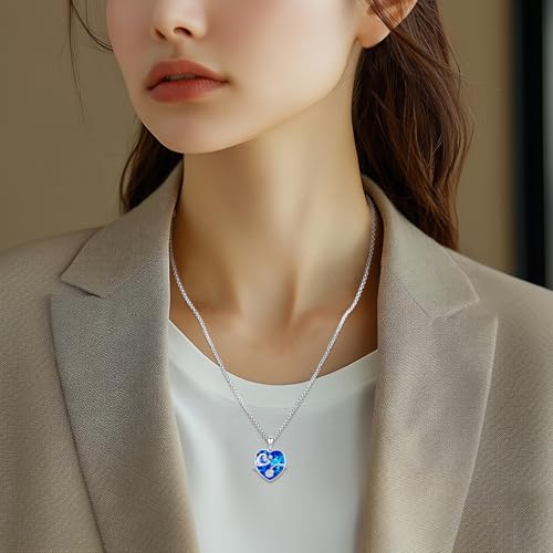 Angel Wings Necklace 925 Sterling Silver Guardian Angel Nurse RN Caduceus Pendant Charm Crystal Angel Jewelry Gifts for Women - style: G-Stethoscope-Blue