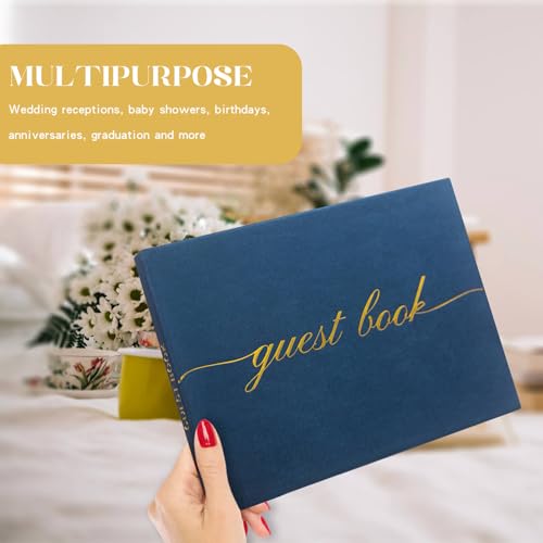 Elegant Wedding Guest Book - Perfect for Wedding Receptions, Baby Showers, Birthdays and Special Events - Polaroid Guest Book with 110 Lined Pages for Sign-In and Photos -Hardcover (Midnight Blue) - color: Midnight Blue