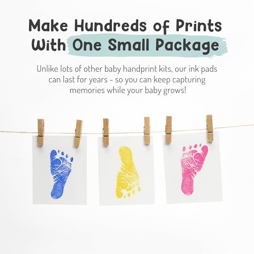 Baby Hand and Footprint Kit by Forever Fun Times | Get Hundreds of Detailed Prints with One Baby Safe Ink Pad | Easy to Clean, and Works with Any Paper or Card | Clean and Safe (Big Light Blue)